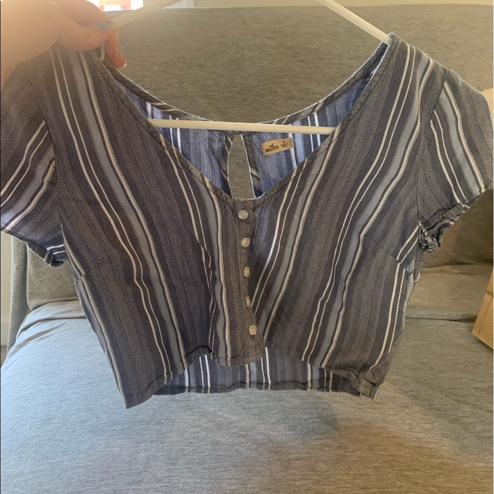 striped crop top with buttons